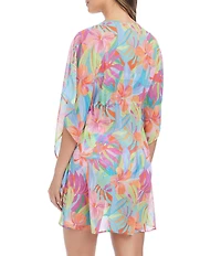 Bleu Rod Beattie Bellissimo Botanica V-Neck Caftan Swim Cover-Up