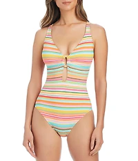 Bleu Rod Beattie Ciao Capri Front Keyhole Plunge One Piece Swimsuit