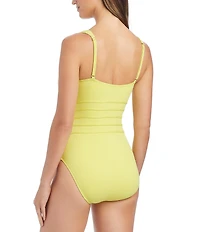 Bleu Rod Beattie Crepe Of The Crop Underwire Plunge V-Neck One Piece Swimsuit