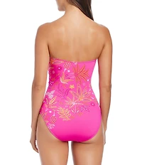 Bleu Rod Beattie Desert Bloom Strapless Sweetheart Shirred Bandeau One Piece Swimsuit