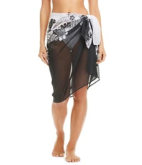 Bleu Rod Beattie Double Duty Floral Print Chiffon Pareo Sarong Swim Cover-Up