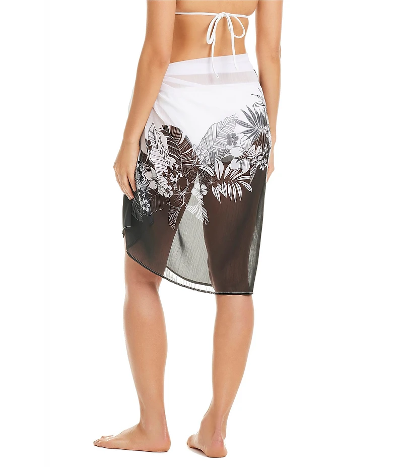 Bleu Rod Beattie Double Duty Floral Print Chiffon Pareo Sarong Swim Cover-Up