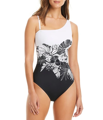 Bleu Rod Beattie Double Duty One Shoulder One Piece Swimsuit