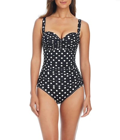 Bleu Rod Beattie Double Trouble Shirred Bandeau One Piece Swimsuit
