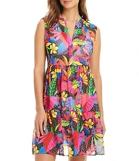 Bleu Rod Beattie Extra Bold Chiffon V-Neck Ruffle Short Dress Swim Cover-Up