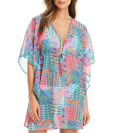 Bleu Rod Beattie Ibiza Bohemian Chiffon Caftan Swim Cover-Up