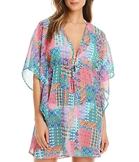 Bleu Rod Beattie Ibiza Bohemian Chiffon Caftan Swim Cover-Up
