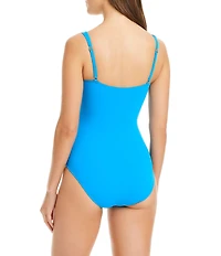 Bleu Rod Beattie Kore Shirred Bandeau Underwire Tank One Piece Ruched Swimsuit