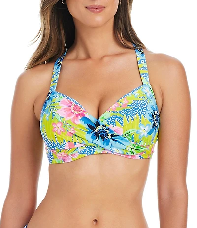 Bleu Rod Beattie Let's Get Away Front Twist Underwire D-Cup Bra Size Swim Top