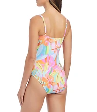 Bleu Rod Beattie Love Blooms Shirred Underwire Bra Bandeau One Piece Swimsuit