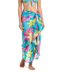 Bleu Rod Beattie Lush Life Chiffon Long Ruffle Sarong Coverup