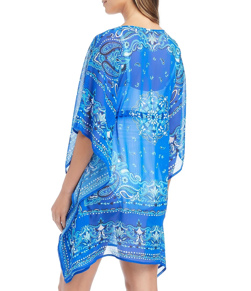 Bleu Rod Beattie Meet Me In Sorrento V-Neck Caftan Swim Cover-Up