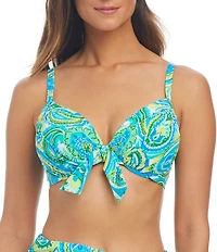 Bleu Rod Beattie More Is More Printed Sweetheart Neck Underwire Tie Front Swim Top