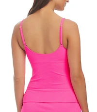 Bleu Rod Beattie Pique Ole Scoop Neck Shirred Tankini Swim Top