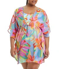 Bleu Rod Beattie Plus Size Bellissimo Botanica V-Neck Caftan Swim Coverup