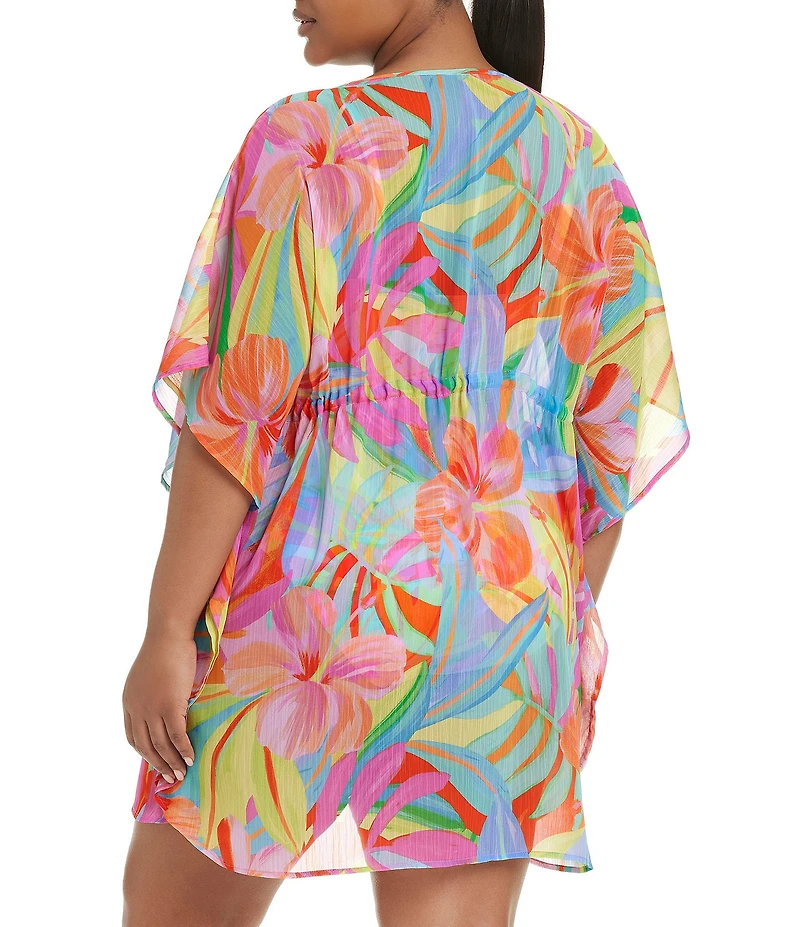 Bleu Rod Beattie Plus Size Bellissimo Botanica V-Neck Caftan Swim Coverup