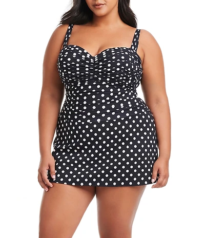 Bleu Rod Beattie Plus Size Double Trouble Sweetheart Neck Shirred Underwire Swim Dress One Piece Swimsuit