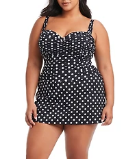 Bleu Rod Beattie Plus Size Double Trouble Sweetheart Neck Shirred Underwire Swim Dress One Piece Swimsuit
