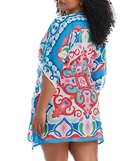 Bleu Rod Beattie Plus Size Ibiza Bohemia Flutter Sleeves Caftan Swim Cover-Up