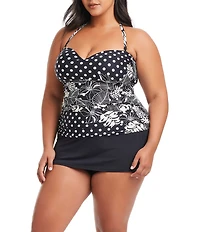 Bleu Rod Beattie Plus Size Ring Detail Skirted Boy Short Swim Bottom