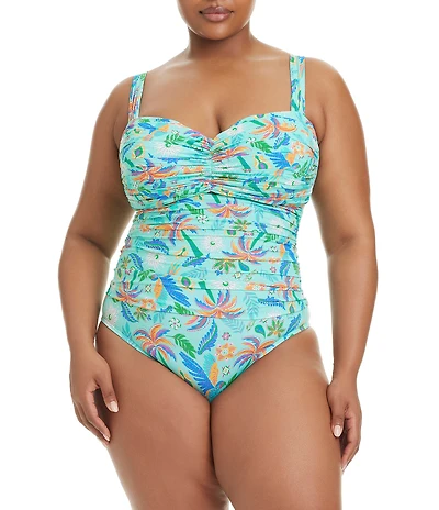 Bleu Rod Beattie Plus Size Summer Solstice Shirred Bandeau Mio One Piece Swimsuit