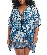 Bleu Rod Beattie Plus Size Turning Tides Plunge V-Neck Caftan Swim Cover-Up