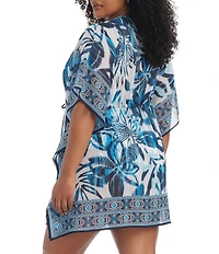 Bleu Rod Beattie Plus Size Turning Tides Plunge V-Neck Caftan Swim Cover-Up