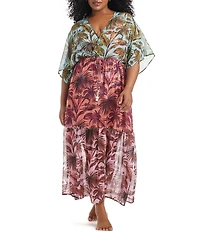 Bleu Rod Beattie Plus Size White Lotus Chiffon Swim Cover-Up Dress