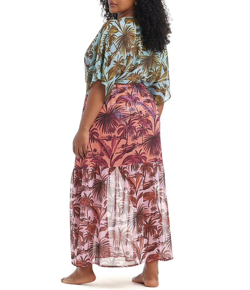 Bleu Rod Beattie Plus Size White Lotus Chiffon Swim Cover-Up Dress