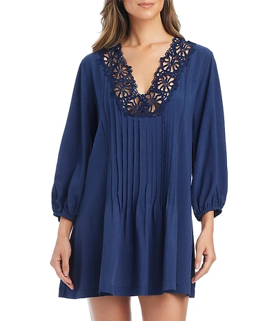 Bleu Rod Beattie Pure Bliss Pleated Front V-Neck Tunic Swim Cover-Up