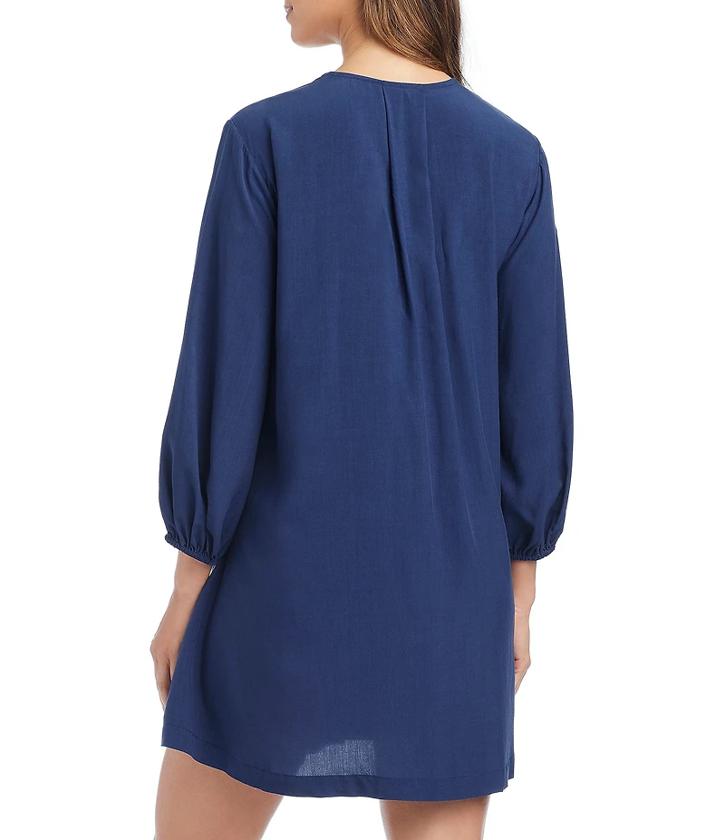Bleu Rod Beattie Pure Bliss Pleated Front V-Neck Tunic Swim Cover-Up