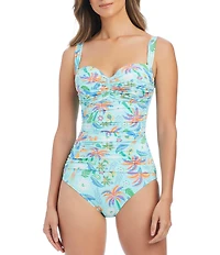 Bleu Rod Beattie Summer Solstice Shirred Underwire Bandeau One Piece Swimsuit