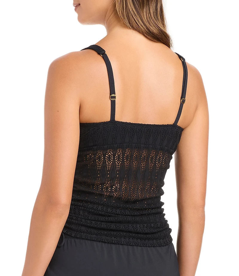Bleu Rod Beattie Sunkissed Crochet Scoop Neck Tankini Swim Top