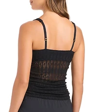 Bleu Rod Beattie Sunkissed Crochet Scoop Neck Tankini Swim Top