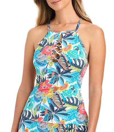 Bleu Rod Beattie The Living Easy Floral High Neck Tankini Swim Top