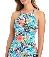 Bleu Rod Beattie The Living Easy Floral High Neck Tankini Swim Top