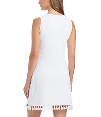 Bleu Rod Beattie Tropical Tango Floral Texture Scoop Neck A-Line Dress Swim Cover-Up