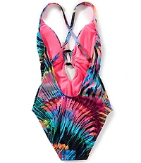 Bleu Rod Beattie Wild Thing Plunge Neck Open X-Back One Piece Swimsuit