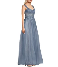Blondie Nites Embellished Mesh Sweetheart Neckline Corset Ballgown