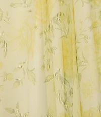 Blondie Nites Floral Print Mesh Sweetheart Neck Twist Front Spaghetti Strap Tie Back A-Line Gown