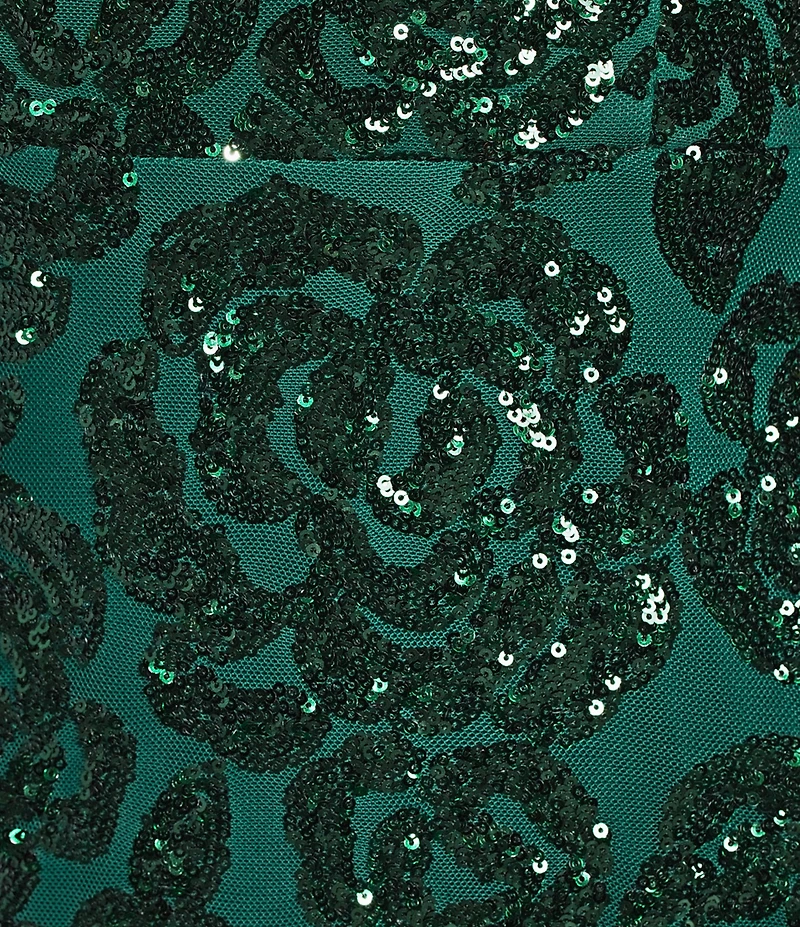 Blondie Nites Floral Printed Sequin Straight Neck Open Lace Up Back Side Slit Dress