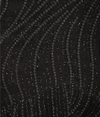 Blondie Nites Glitter Print V-Neck Double Spaghetti Strap Corset Tie Back Dress