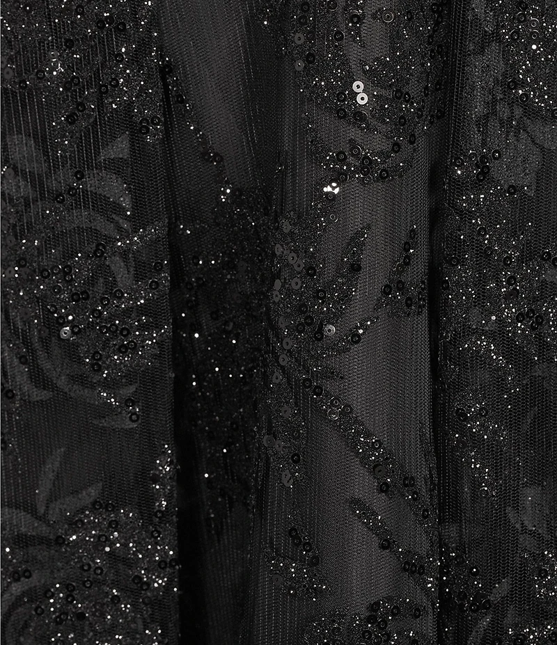 Blondie Nites Glitter Mesh Illusion Sweetheart Neck Party Dress