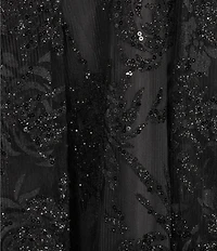 Blondie Nites Glitter Mesh Illusion Sweetheart Neck Party Dress