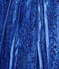 Blondie Nites Glitter Mesh Patterned V-Neck Corseted Bodice Ballgown