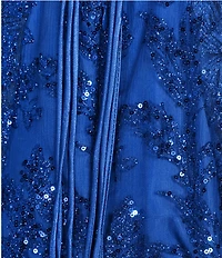 Blondie Nites Glitter Mesh V-Neck Illusion Waist Lace-Up Back Dress