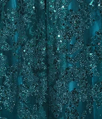 Blondie Nites Glitter Patterned Pinch Front Illusion Sleeveless Tie Back Corseted Dress