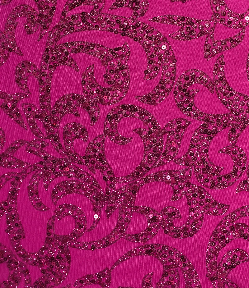 Blondie Nites Glitter Patterned Scoop Neck Illusion Corseted Dress