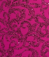 Blondie Nites Glitter Patterned Scoop Neck Illusion Corseted Dress