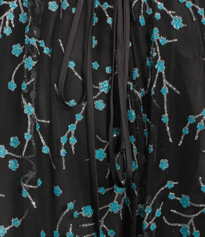 Blondie Nites Glitter Patterned Sweetheart Neck Illusion Corseted Long Dress